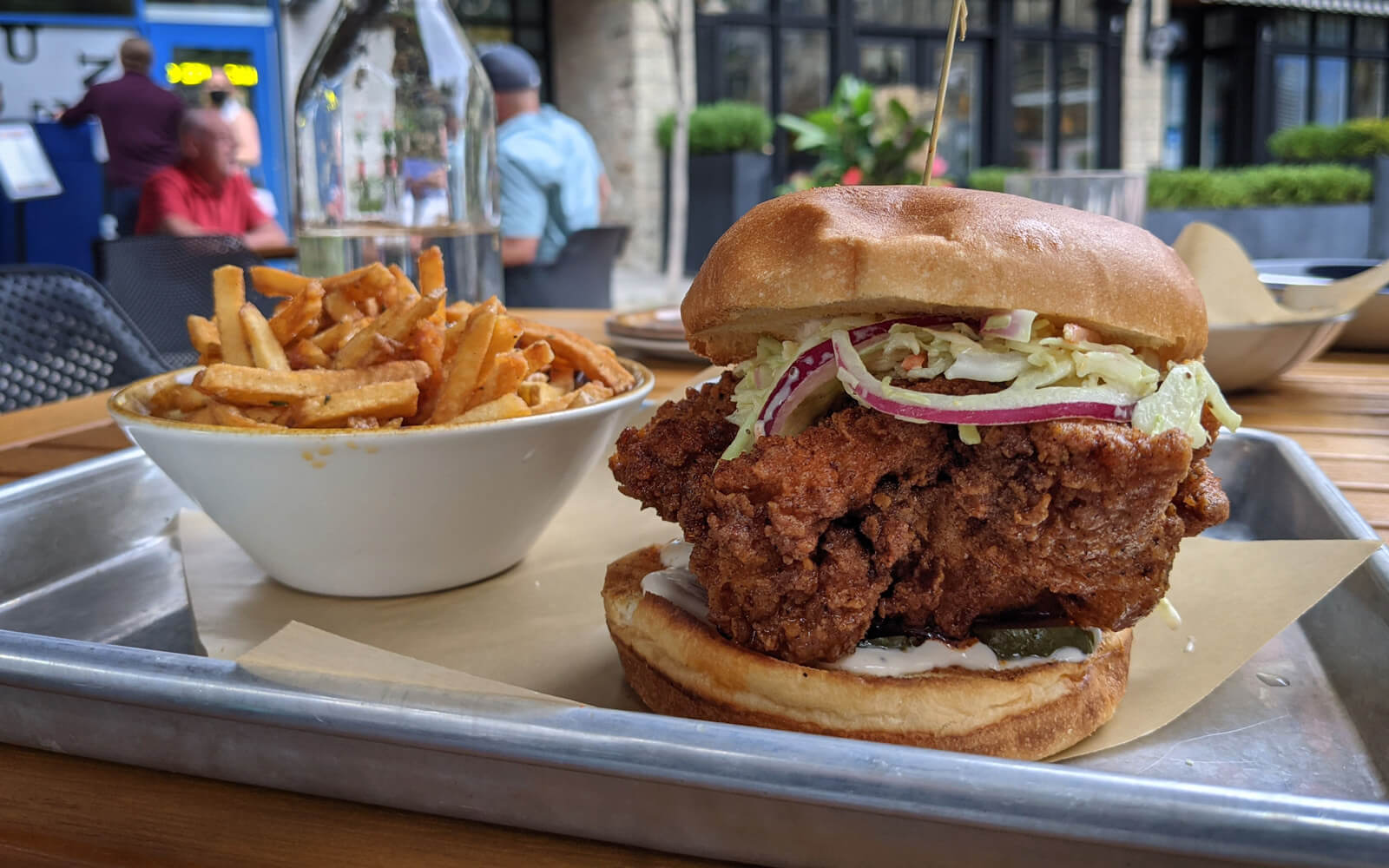 Chicken Sandwich & Fries on a Patio in Hamilton :: I've Been Bit! Travel Blog