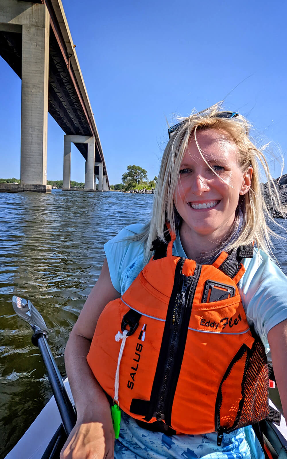 Lindsay Paddling Under the Belleville Bay Bridge :: I've Been Bit! Travel Blog