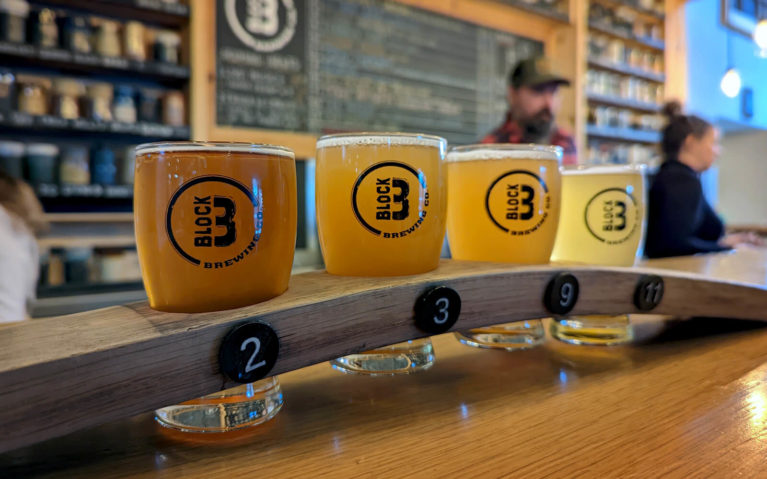 Flight of Beers at Block Three Brewing in St Jacobs