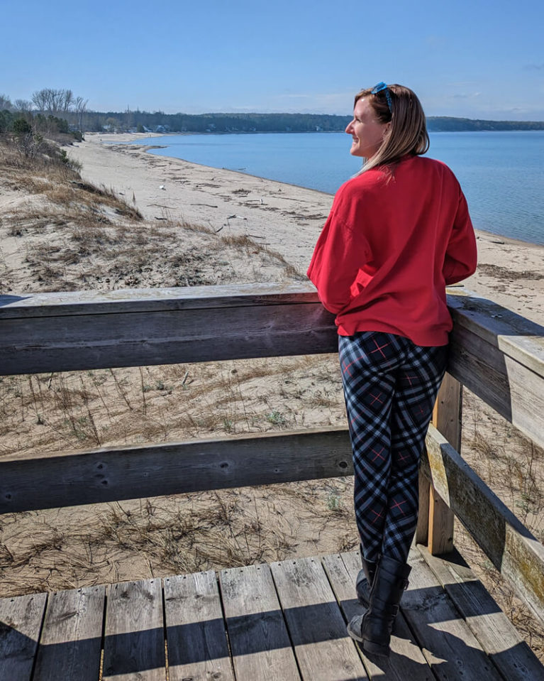 Lindsay Overlooking the Beach at Inverhuron Provincial park :: I've Been Bit! Travel Blog