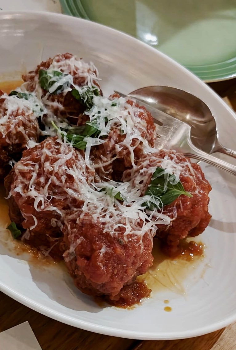 Aged Beef and Pork Meatballs with Pomodoro & Fresh Pecorino at Little Grouse on the Prairie :: I've Been Bit! Travel Blog