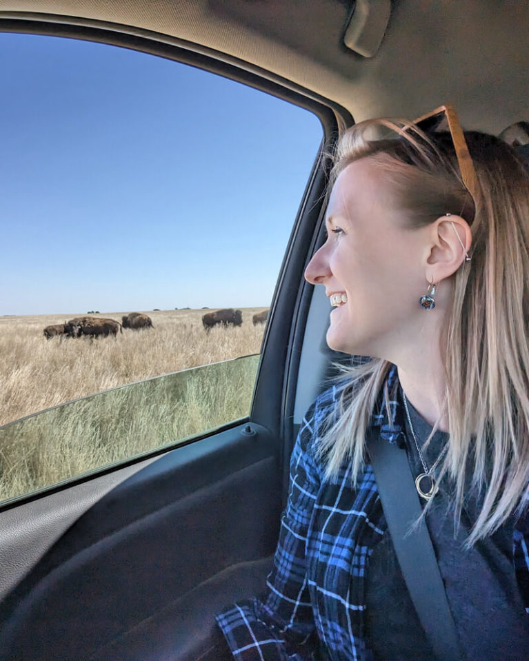 Lindsay Admiring the Bison at Wanuskewin from Afar :: I've Been Bit! Travel Blog