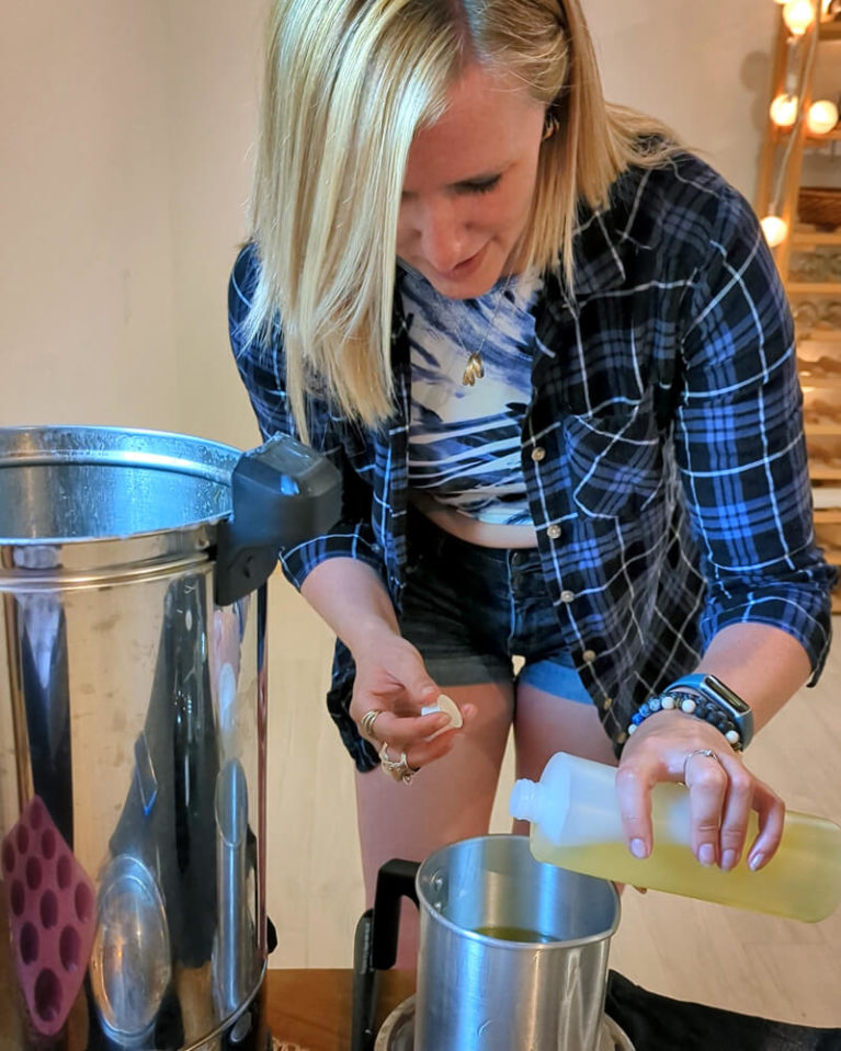 Lindsay During the Candle Making Process :: I've Been Bit! Travel Blog