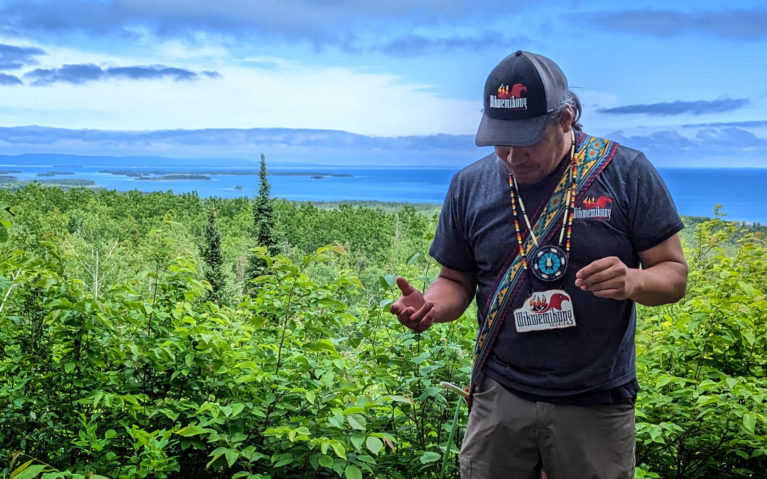 Jack from Wikwemikong Tourism at the Nadweh Lookout :: I've Been Bit! Travel Blog