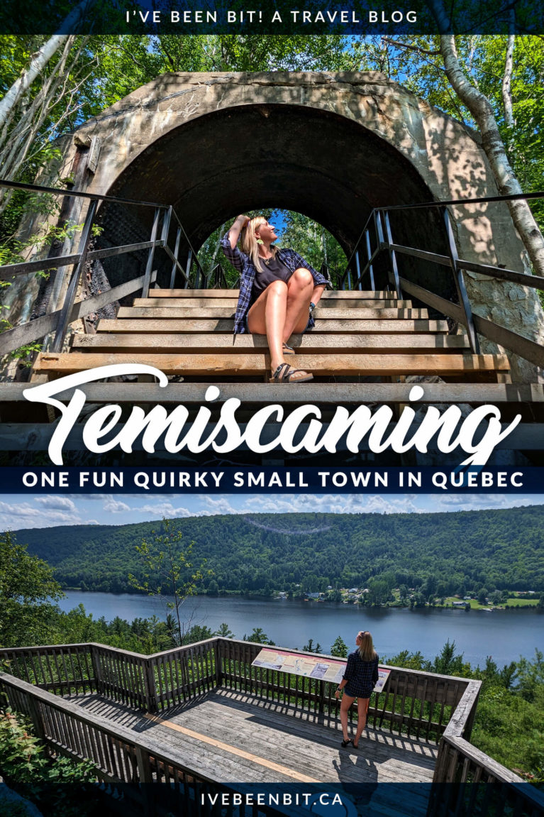 As you cross the border from Ontario to Quebec, don't miss exploring the town of Temiscaming! This guide shares all the fun and quirky things to do in Temiscaming! | Témiscamingue | Abitibi-Témiscamingue | Lake Temiscmaing | Lake Timiskaming | Quebec Travel | Quebec Road Trip | Quebec Small Towns | Small Town Quebec | Quebec Hiking Trails | Hiking Trails in Quebec | Quebec Waterfalls | Waterfalls in Quebec | #Travel #Canada #Quebec #RoadTrip | IveBeenBit.ca