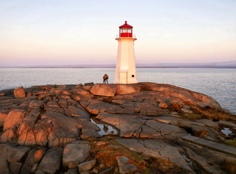 Drone Shot of Peggy's Cove at Sunrise :: I've Been Bit! Travel Blog