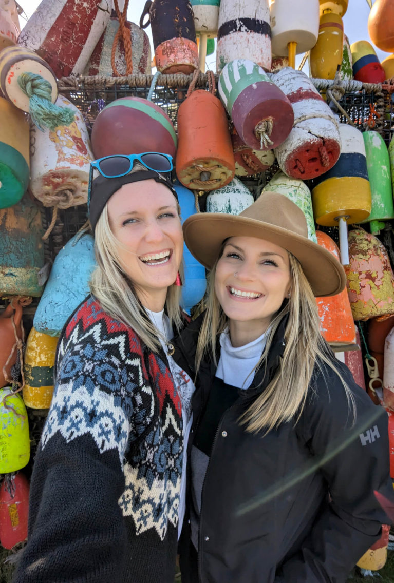 Lindsay and Ashlyn in Front of the Yarmouth Bar Buoy Wall :: I've Been Bit! Travel Blog