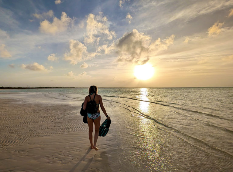Lindz Walking Into Sunset in Cayo Coco Cuba :: I've Been Bit! Travel Blog