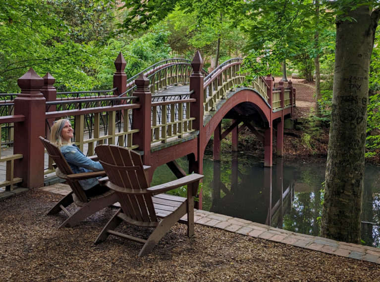 Lindsay Sitting In Front of the Crim Dell Bridge :: I've Been Bit! Travel Blog