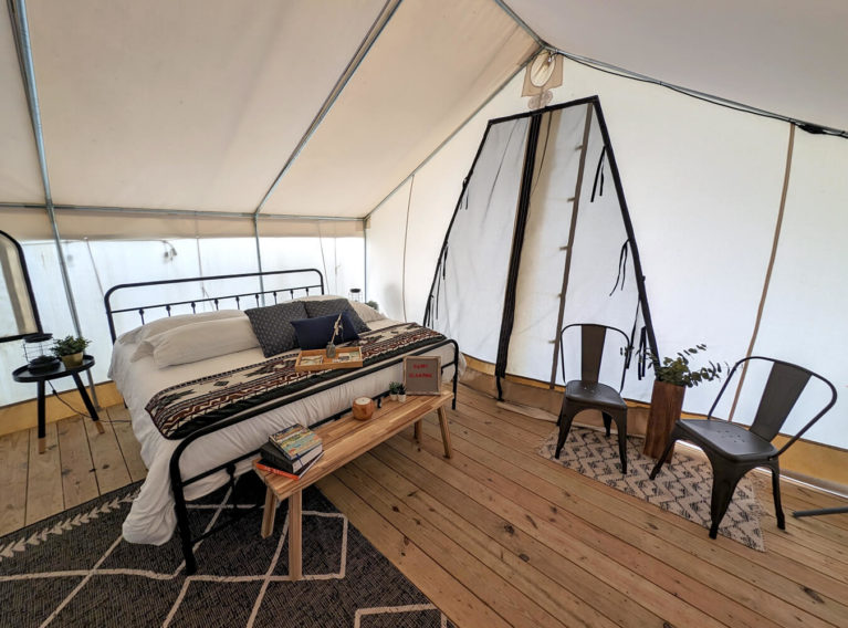 Interior of the Safari Tents by Timberline Glamping Company :: I've Been Bit! Travel Blog