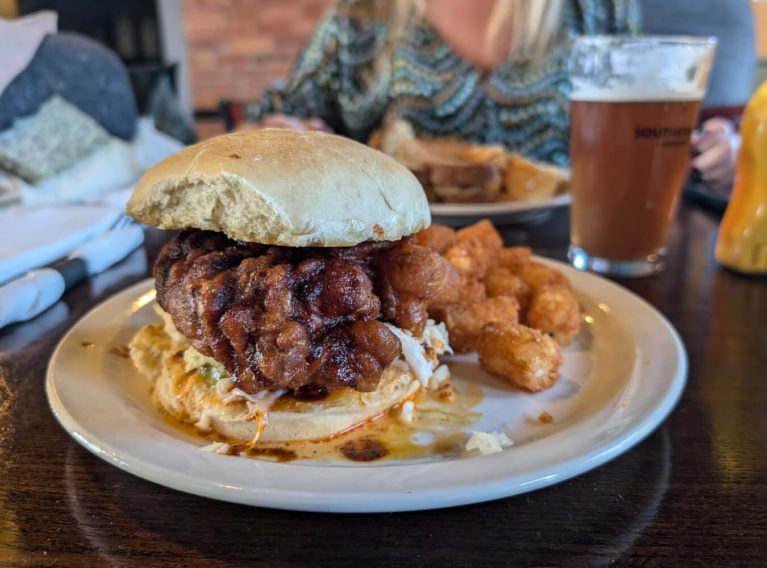 Nashville Hot Chicken Sandwich with Tater Tots at the Bee Hive Brew Pub :: I've Been Bit! Travel Blog