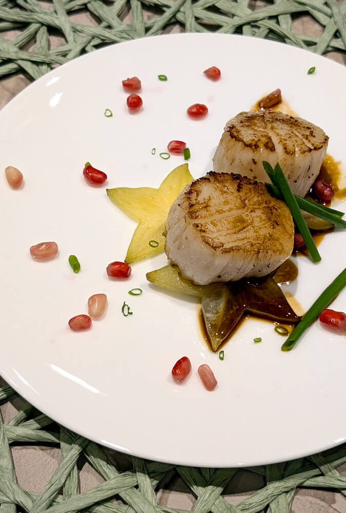 Pan Seared Scallops with Starfruit and Pomegranate Seeds :: I've Been Bit! Travel Blog