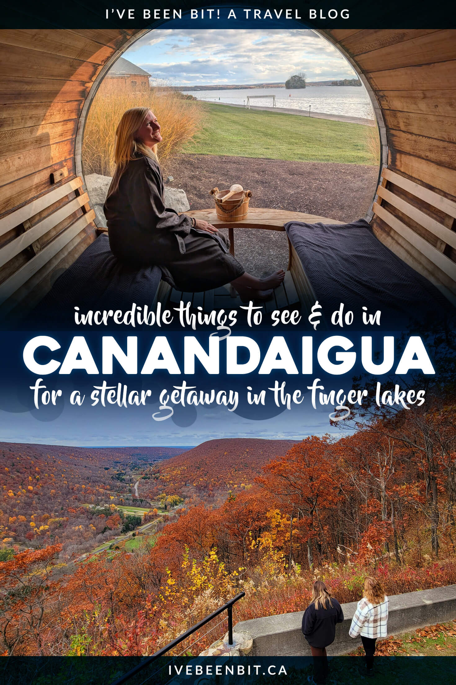 With a mix of adventure, relaxation and good eats while surrounded by beautiful wine country, these things to do in Canandaigua NY need to be on your radar! | Things to Do in Finger Lakes NY | Canandaigua Lake | Travel Destinations New York | Things to Do in Ontario County NY | Visit Finger Lakes | Finger Lakes Girls Weekend | Finger Lakes Weekend Trip | #Travel #USA #NewYork #FingerLakes | IveBeenBit.ca