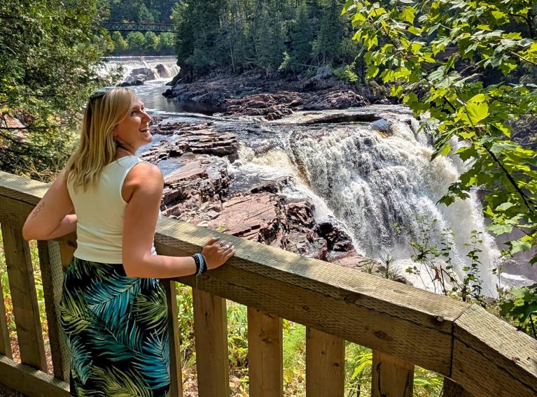 Lindz Admiring Coulonge Falls from One of the Lookout Areas :: I've Been Bit! Travel Blog