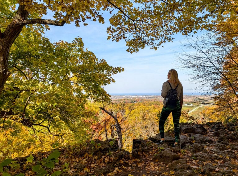 Lindz at Cave Springs Conservation Area as She's Hiking the Ontario Greenbelt